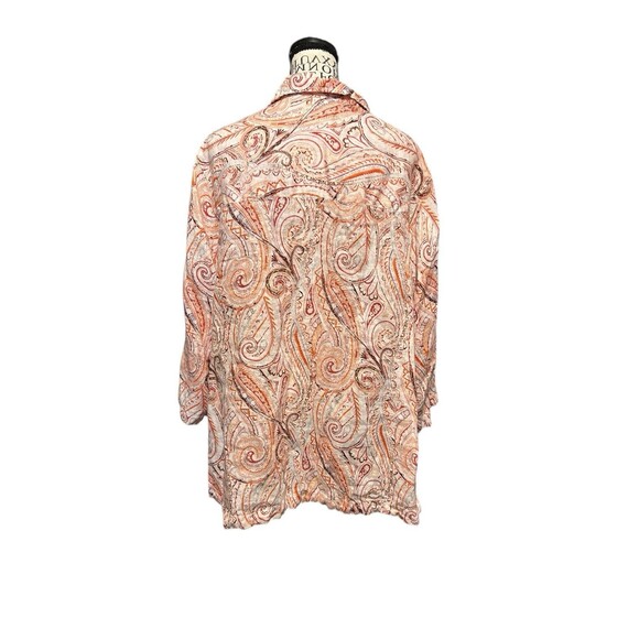 Rachele Zoe 100% LINEN 3/4 SLEEVE PULLOVER PAISLEY TUNIC TOP V-NECK 2X Tunic - Picture 6 of 10